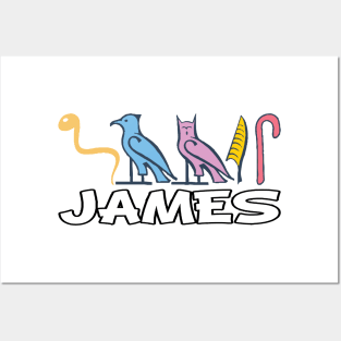 JAMES-American names in hieroglyphic letters-James, name in a Pharaonic Khartouch-Hieroglyphic pharaonic names Posters and Art